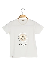 Yetişkin Kısa Kollu Bisiklet Yaka "İyi Kalpli Ol!" Baskılı Tişört Mevsimlik Pamuklu