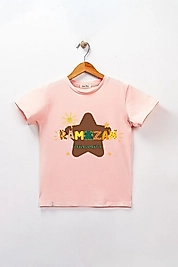 Kız Çocuk Kısa Kollu Bisiklet Yaka "Ramazan Paylaşmaktır" Baskılı Tişört Mevsimlik Pamuklu