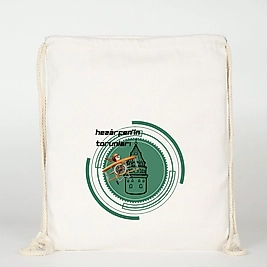 "Hezarfen" Baskılı Ham Bez Sırt Çantası %100 Pamuk Krem