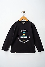 Yetişkin Uzun Kollu Bisiklet Yaka "Hz.Ömer"  Baskılı İslami Sahabe Tişört Mevsimlik Pamuklu