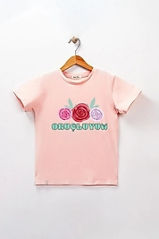 Kız Çocuk Kısa Kollu Bisiklet Yaka "Oruçluyum" Baskılı Tişört Mevsimlik Pamuklu