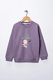 Kız Çocuk "Ramazan"  Baskılı Pamuklu Sweat