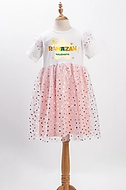 Kız Çocuk Tüllü "Ramazan Paylaşmaktır" Baskılı Elbise