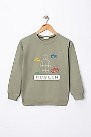 Erkek Çocuk "I am the muslım" Baskılı Pamuklu Sweat