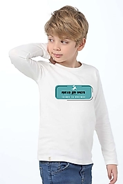 Erkek Çocuk Uzun Kollu Bisiklet Yaka "Hz Musab Bin Umeyr"  Baskılı Tişört Mevsimlik Pamuklu