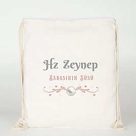 "Hz Zeynep"  Baskılı Ham Bez Sırt Çantası %100 Pamuk Krem