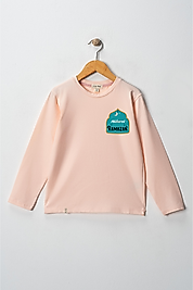 Kız Çocuk Uzun Kollu "Mübarek Ramazan" Baskılı Tshirt