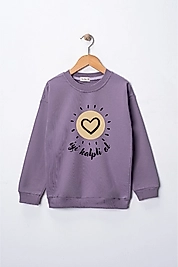 Kız Çocuk "İyi Kalpli Ol"  Baskılı Pamuklu Sweat