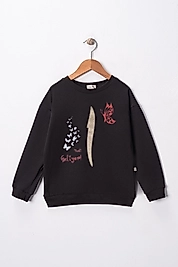 Kız Çocuk "Elif Nesli Geliyor"  Baskılı Pamuklu Sweat