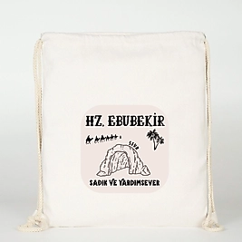 "Hz Ebubekir"   Baskılı Ham Bez Sırt Çantası %100 Pamuk