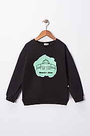 Kız Çocuk "Mescid-i Aksa"  Baskılı Pamuklu Sweat