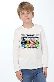 Erkek Çocuk Uzun Kollu Bisiklet Yaka "Ramazan Süper Kahramanları" Baskılı Tişört Mevsimlik Pamuklu