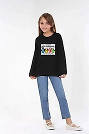 Kız Çocuk Uzun Kollu Bisiklet Yaka "Ramazan Süper Kahramanları" Baskılı Tişört Mevsimlik Pamuklu