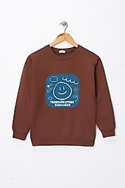 Çocuk "Tebessüm Etmek Sadakadır" Çizgi Baskılı Pamuklu Sweat
