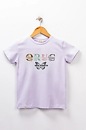 Kız Çocuk Kısa Kollu Bisiklet Yaka "Oruç" Baskılı Tişört Mevsimlik Pamuklu