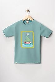 Erkek Çocuk Kısa Kollu Bisiklet Yaka "Sumud, Özgür Filistin" Baskılı Tişört Mevsimlik Pamuklu