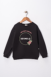 Kız Çocuk "Besmele"  Baskılı Pamuklu Sweat