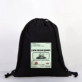 "Fatih Sultan Mehmet" Padişah Baskılı Ham Bez Sırt Çantası %100 Pamuk