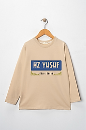 Erkek Çocuk Uzun Kollu Bisiklet Yaka "Hz Yusuf" Baskılı Tişört Mevsimlik Pamuklu