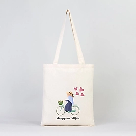 "Tesettürümle Mutluyum" Baskılı Omuz Çantası Gabardin Kumaş