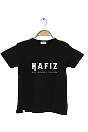 Erkek Çocuk Kısa Kollu Bisiklet Yaka "Hafız" Baskılı Tişört Mevsimlik Pamuklu