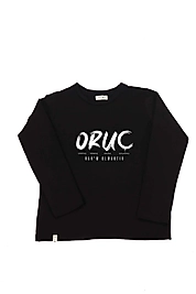 Kız Çocuk Uzun Kollu Bisiklet Yaka "Oruç" Baskılı Tişört Mevsimlik Pamuklu