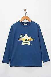 Kız Çocuk Uzun Kollu Bisiklet Yaka "Ramazan Paylaşmaktır" Baskılı Tişört Mevsimlik Pamuklu