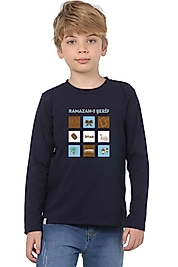 Erkek Çocuk Uzun Kollu Bisiklet Yaka "Ramazan-ı Şerif" Baskılı Tişört Mevsimlik Pamuklu