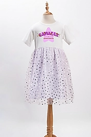 Kız Çocuk Tüllü "Ramazan Şükretmektir" Baskılı Elbise