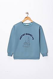 Erkek Çocuk "Haydi Camiye"  Baskılı Pamuklu Sweat