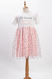Kız Çocuk Tüllü "Hz. Zeynep" Baskılı Elbise