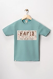 Kız Çocuk Kısa Kollu Bisiklet Yaka "Hafız" Baskılı Tişört Mevsimlik Pamuklu