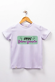 Kız Çocuk Kısa Kollu Bisiklet Yaka "Oruç Sabrın Yarısıdır" Baskılı Tişört Mevsimlik Pamuklu