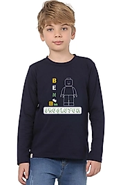 Erkek Çocuk Uzun Kollu Bisiklet Yaka "Ben Oruçluyum" Baskılı Tişört Mevsimlik Pamuklu