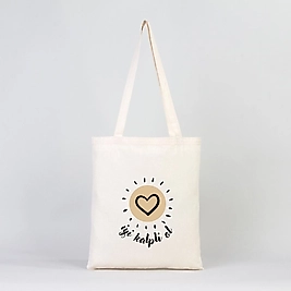 "İyi Kalpli Ol !" Baskılı Omuz Çantası Gabardin Kumaş