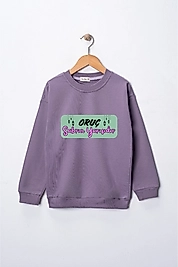 Kız Çocuk "Oruç Sabrın Yarısıdır"  Baskılı Pamuklu Sweat