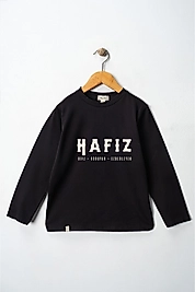 Erkek Çocuk Uzun Kollu Bisiklet Yaka "Hafız"  Baskılı Tişört Mevsimlik Pamuklu