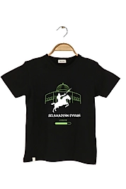 Erkek Çocuk Kısa Kollu Bisiklet Yaka "Selehaddin Eyyübi" Kudüs Baskılı Tişört Mevsimlik Pamuklu