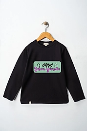 Yetişkin Uzun Kollu Bisiklet Yaka "Oruç Sabrın Yarısıdır"  Baskılı Tişört Mevsimlik Pamuklu