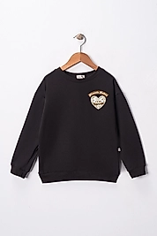 Kız Çocuk "Namazla Kalbim Çiçek Açıyor"  Kalp Baskılı Pamuklu Sweat