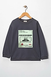 Erkek Çocuk "Fatih Sultan Mehmet" Padişah Baskılı Pamuklu Sweat