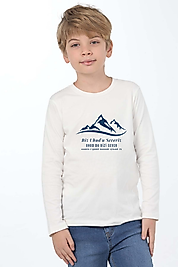 Erkek Çocuk Uzun Kollu Bisiklet Yaka "Uhud"  Baskılı Tişört Mevsimlik Pamuklu