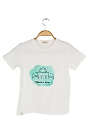 Yetişkin Kısa Kollu Bisiklet Yaka "Mescid-i Aksa" Baskılı Tişört Mevsimlik Pamuklu