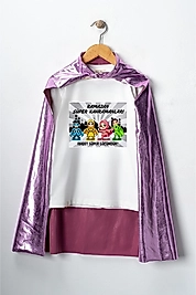 Kız Çocuk Uzun Kollu Bisiklet Yaka "Ramazan Süper Kahramanları" Baskılı Tişört Mevsimlik Pamuklu