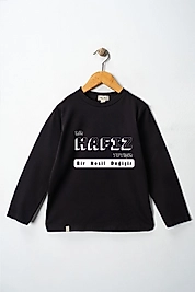 Yetişkin Uzun Kollu Bisiklet Yaka "Bir Hafız Yetişir Bir Nesil Değişir"  Baskılı Tişört Mevsimlik Pamuklu