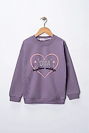 Kız Çocuk "Dua"  Baskılı Pamuklu Sweat