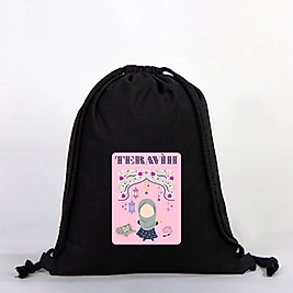 "Teravih" Lale Baskılı Ham Bez Sırt Çantası %100 Pamuk