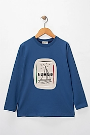 Erkek Çocuk Uzun Kollu Bisiklet Yaka "Sumud"  Baskılı Tişört Mevsimlik Pamuklu