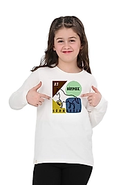 Kız Çocuk Uzun Kollu Bisiklet Yaka "At Binmek Sünnettir" Baskılı Tişört Mevsimlik Pamuklu