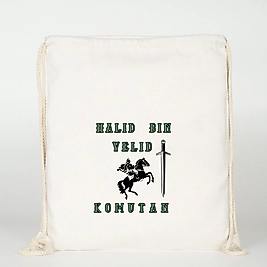 "Halid Bin Velid" Baskılı Ham Bez Sırt Çantası %100 Pamuk